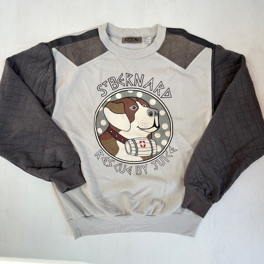 Vintage 80s Saint Bernard Dog Graphic Pullover Sweatshirt - Picture 1 of 7
